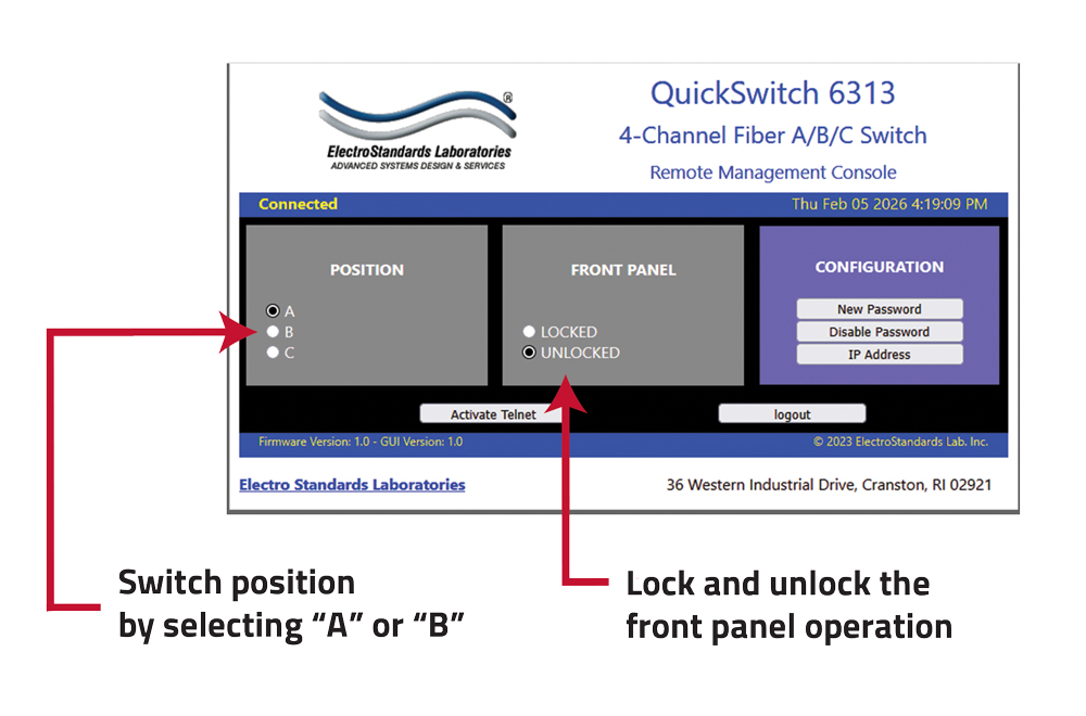 Model 6313 Changing switch position and lockout from the GUI.